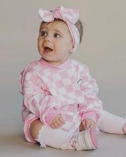 Load image into Gallery viewer, Checkered smiley Bubble romper