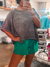 Load image into Gallery viewer, Mineral washed oversized crop comfy knit top