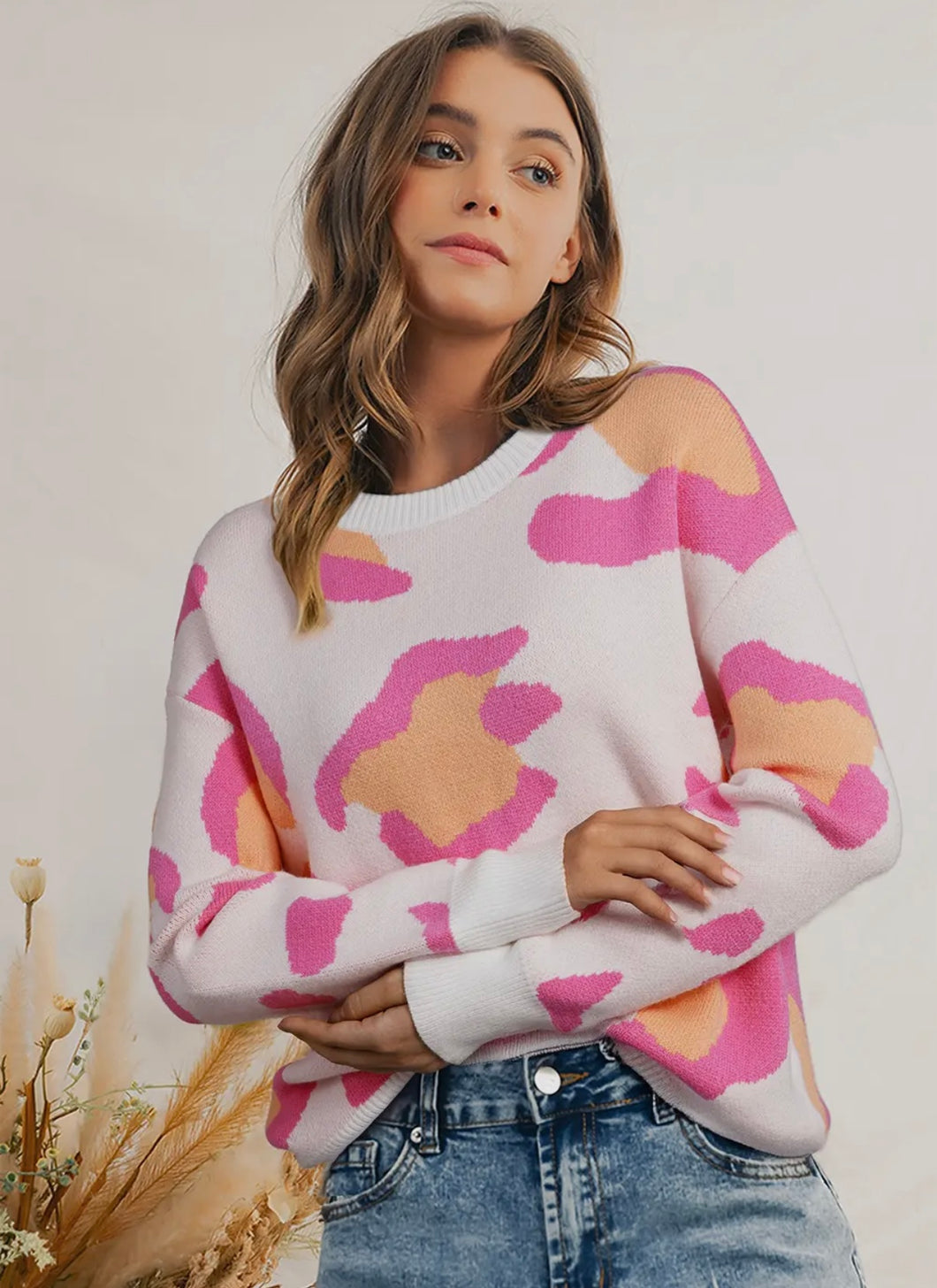 Multi color camouflage sweater