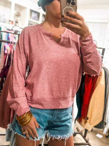 Brushed Hacci Lounge Long Sleeve Henley