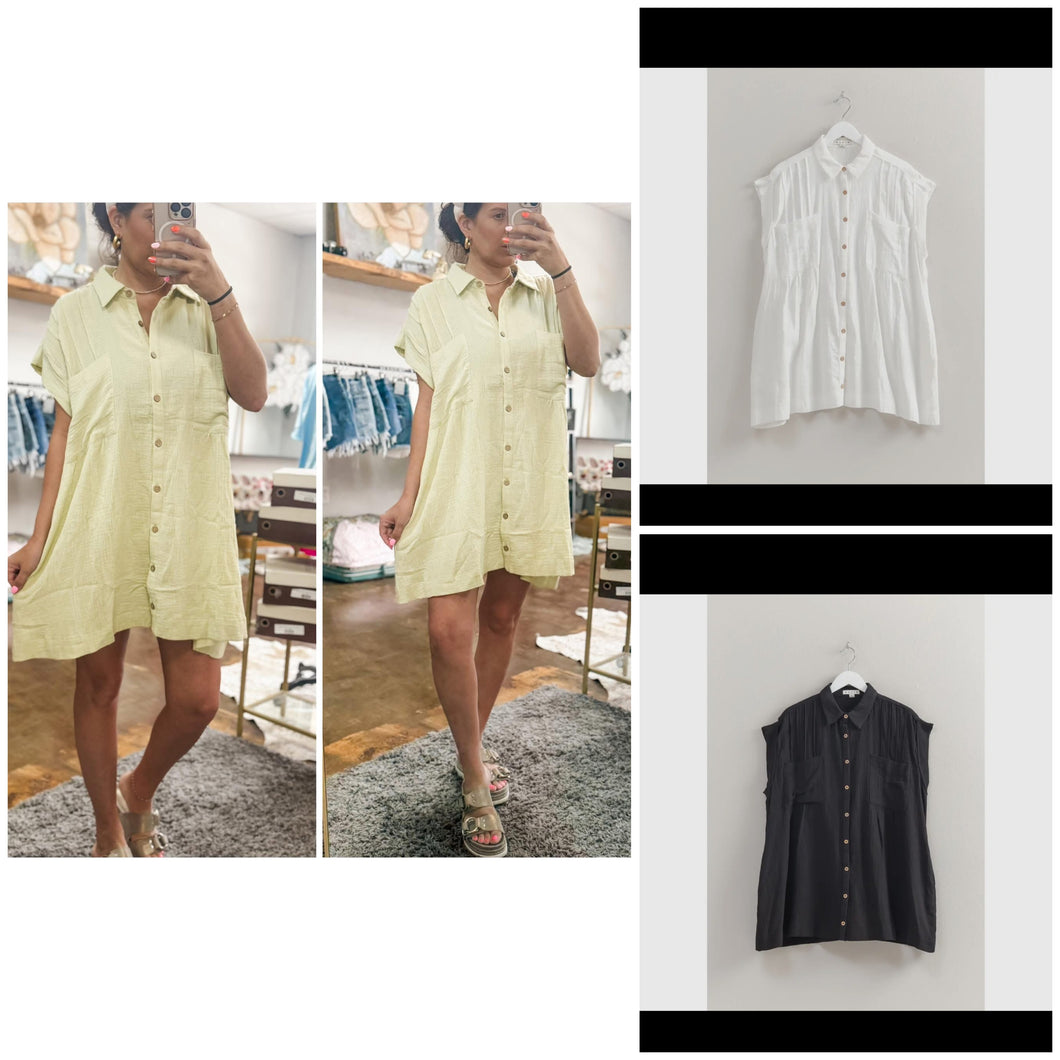 Double Gauze button Front Tunic