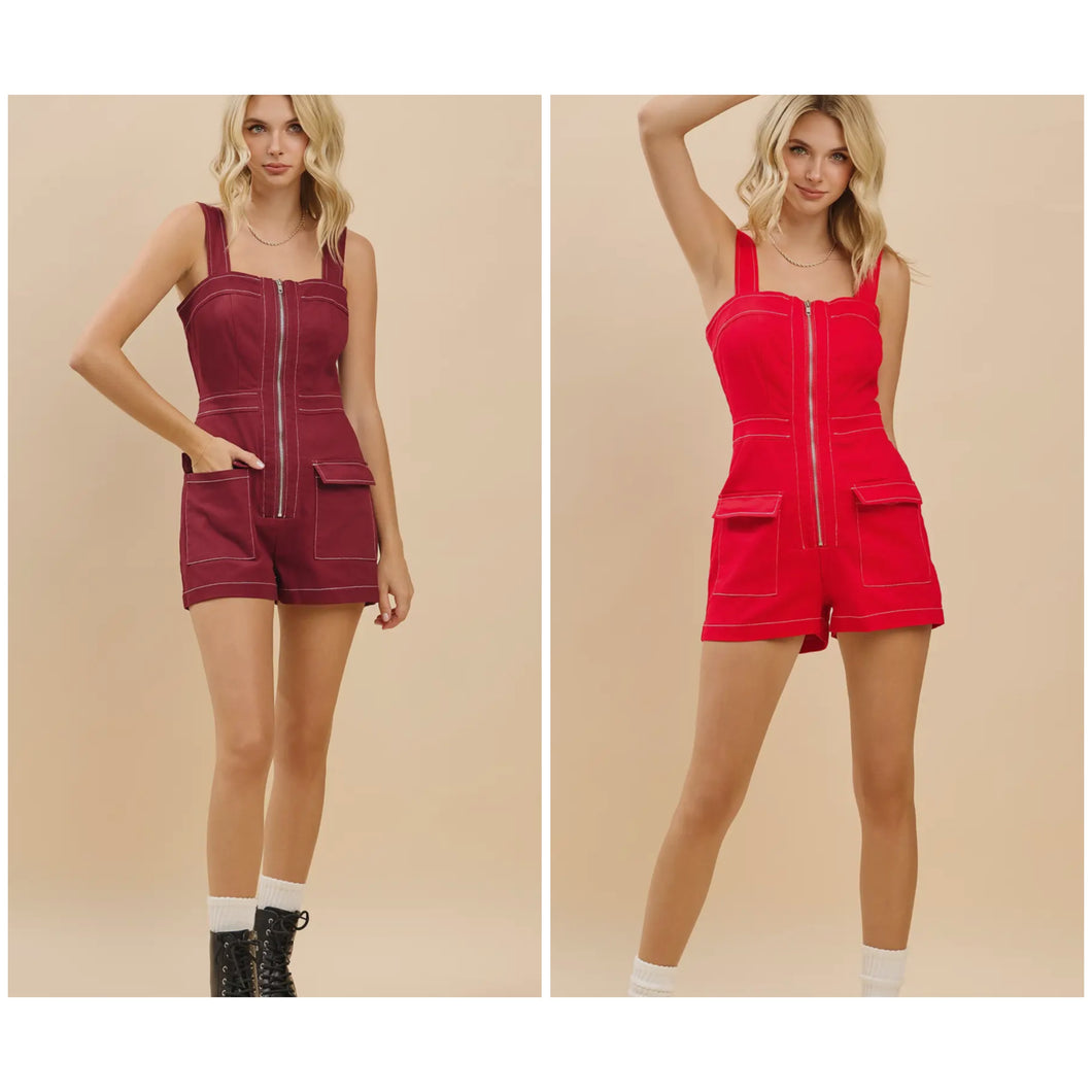 Game day sleeveless stretches cotton blend romper