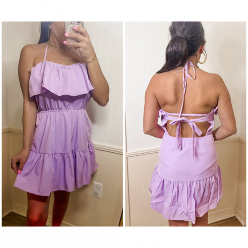 Lilac Ruffled Mini Dress