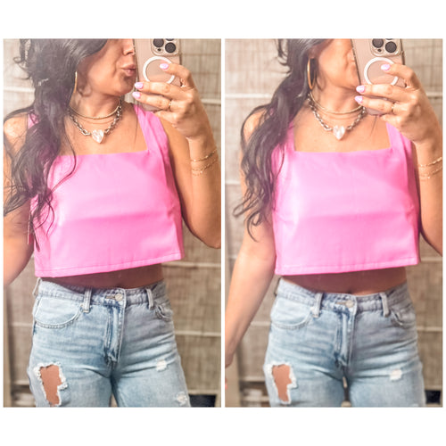 Magenta Vegan Leather Top