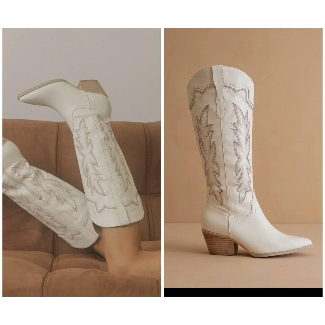 Ainsley White Cowboy Boot