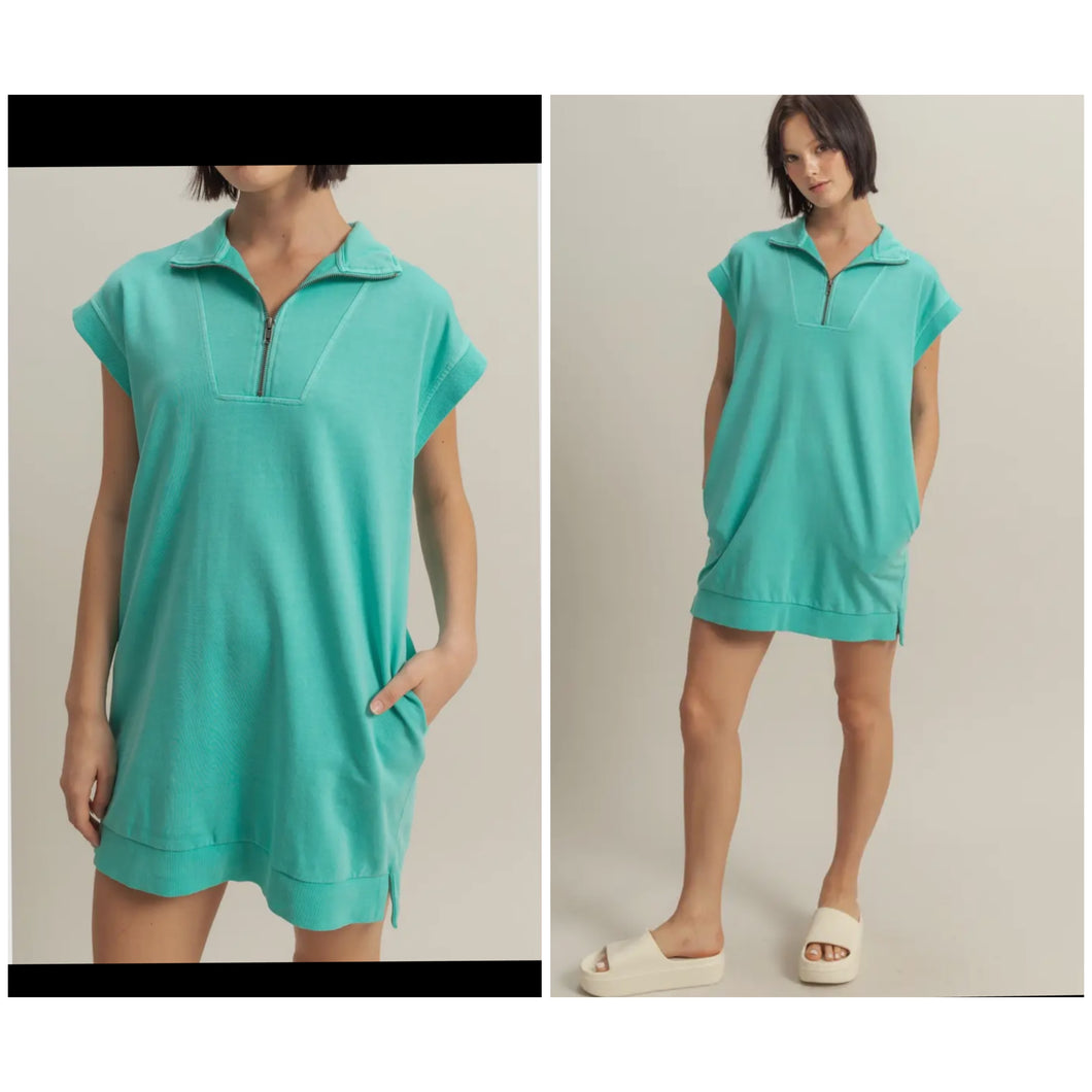 Half Zip Up mock mini dress