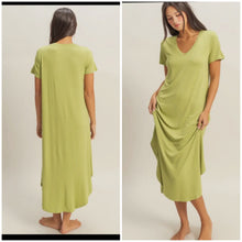 Load image into Gallery viewer, Pale olive Midi Dress