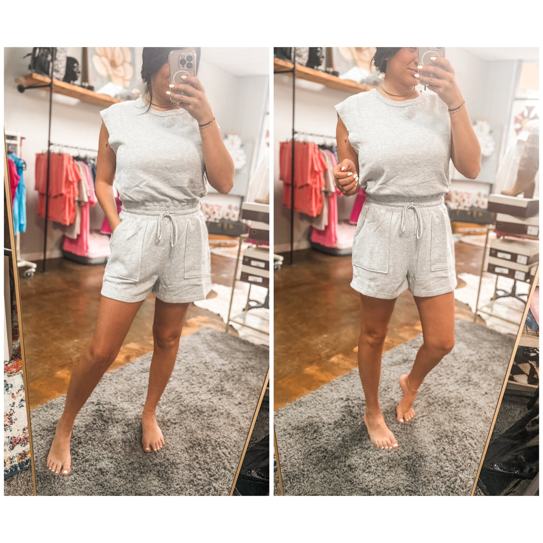 Sleeveless drawstring waist romper